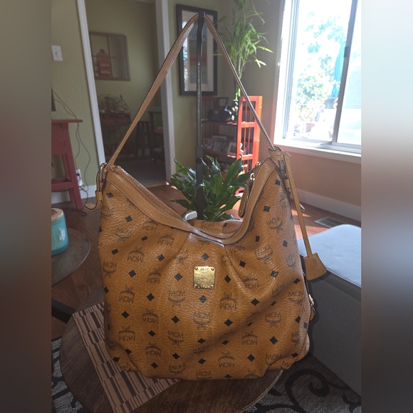 MCM Handbags - MCM Cognac Visetos Hobo Shoulder Bag